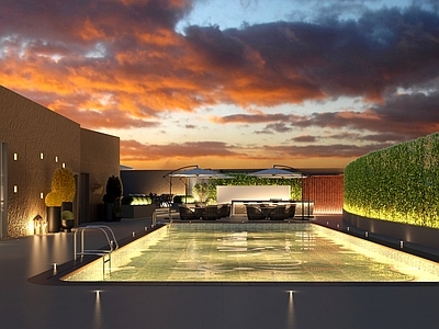 现代意式酒店 酒店户外泳池 酒店泳池 现代游泳馆 露天游泳池 现代游泳池