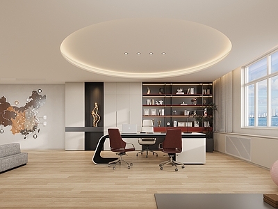 现代新中式办公室 经理办公室 董事长办公室