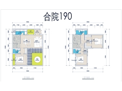 现代别墅建筑 合院别墅 施工图