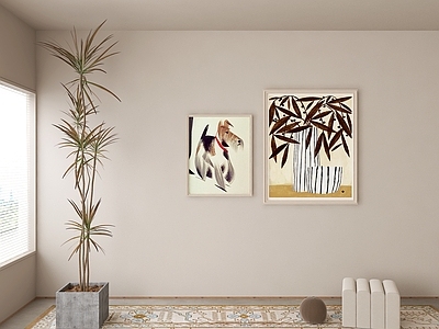 现代极简挂画 现代极简犬瓶挂画 女孩房挂画 书房挂画 茶室挂画 客厅挂画