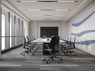 现代会议室 会议桌椅 办公椅