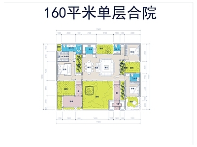 现代别墅建筑 一层别墅 合院别墅 施工图