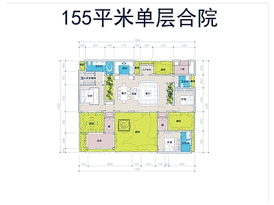 现代别墅建筑 一层别墅 合院别墅 施工图