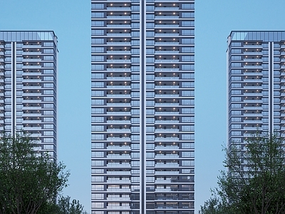 现代简约高层住宅 现代高层建筑 简约高层建筑 现在高层住宅 超高层住宅 玻璃幕墙住宅建筑