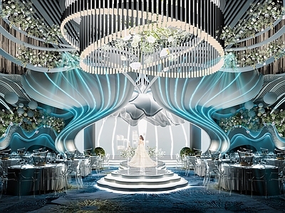 现代宴会厅 现代宴会厅 灯光秀 时尚宴会厅 舞台 背景