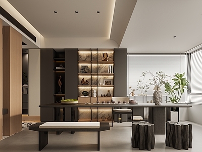 现代极简茶室 榻榻米茶室 别墅茶室 阳台茶室 茶室柜 开放式书房
