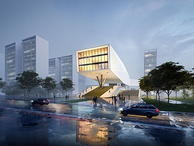 现代产业园办公楼 现代风格产业园 产业办公园区 办公园区建筑 现代风格工业园区