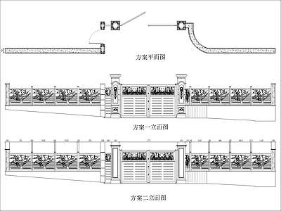 简欧庭院 庭院入户门平立面 施工图