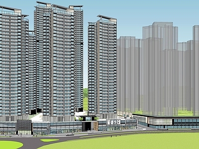 现代高层住宅 超高层住宅建筑 高密度 配套商业