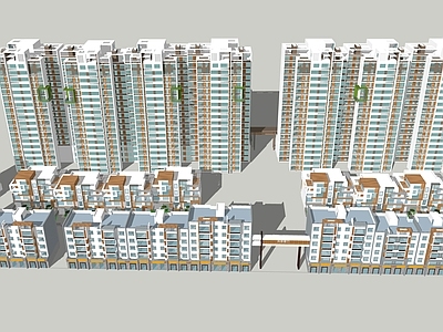 现代小区建筑 高层 多层 洋房 高密度