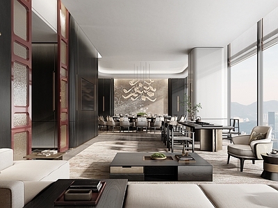 现代轻奢酒店 包房 包厢 酒店 售楼处 酒店餐厅