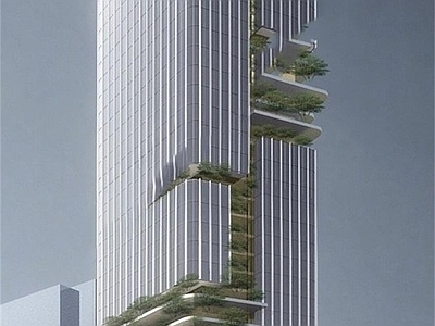现代办公楼 带空中花园 高层办公楼