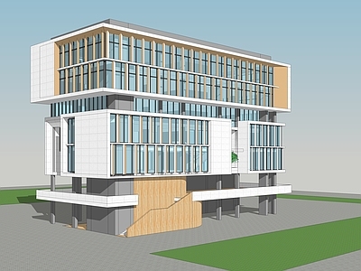 现代学校建筑 教学楼学校 综合楼 体块分层 造型 多层