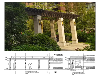 现代廊架 景观花架廊架 施工图