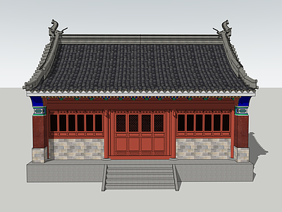 中式复古古建筑 紫霄宫 配殿 明代建筑 抬梁式 古建筑