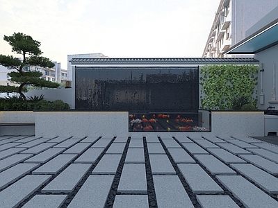 现代跌水 屋顶花园阳台 玻璃阳光房 跌级水景 半透明玻璃鱼缸