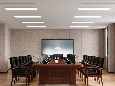 中式党建展厅 会议桌 党建会议室 会议室