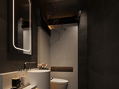 现代新中式酒店卫生间 卫生间