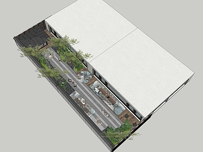 现代新中式别墅庭院 现代庭院