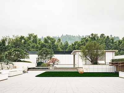 现代轻奢别墅庭院 现代庭院 屋顶花园 现代轻奢 现代意式 下沉庭院