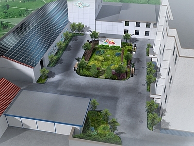 现代其他景观 卫生所后院鸟瞰 政府办公鸟瞰图 景观鸟瞰 乡镇大院鸟瞰图