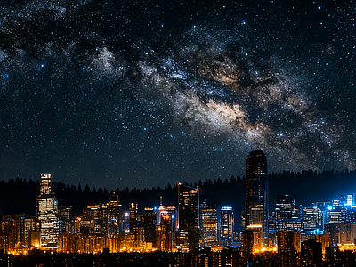 现代天空HDR 夜景星空HDR 星空城市全景 宇宙星空HDR 夜景HDR
