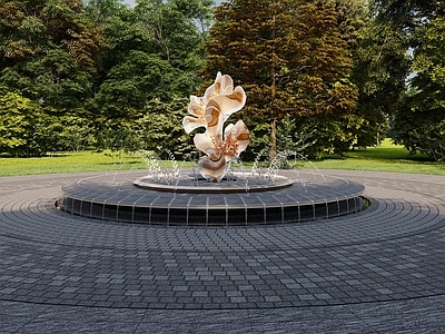 现代新中式其他水景设施 入口水景 圆形水景 特色水景 中轴水景 喷泉