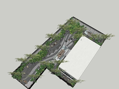 现代新中式别墅庭院 现代庭院
