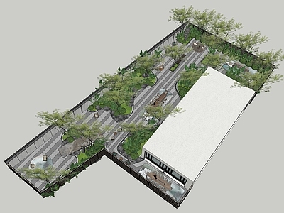 现代新中式别墅庭院 现代庭院
