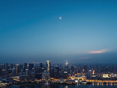 现代天空HDR 城市背景紫霞天空