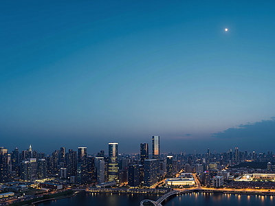 现代天空HDR 城市背景紫霞天空