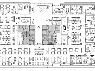 现代整体办公空间 办公 独立办公 办公前厅 等候 休息 施工图