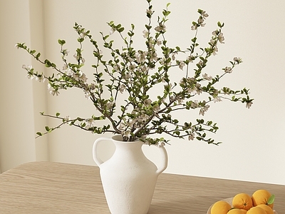 奶油北欧花艺 奶油风白色陶罐花 花艺