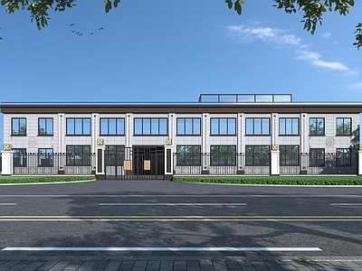 现代新中式办公楼 办公楼 室外建筑