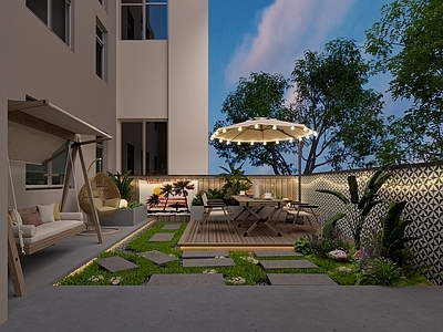 现代侘寂阳台 现代庭院 露营风庭院 户外桌椅 小院 休闲阳台