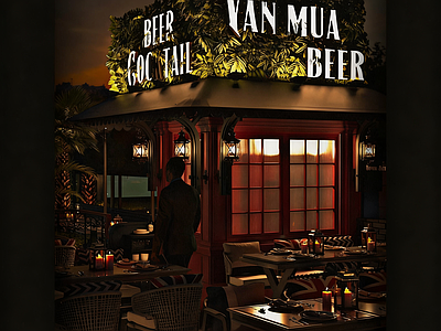 现代酒吧 夜景酒吧 户外餐饮 商业街夜景 足球赛转播屏 户外遮阳棚休闲区