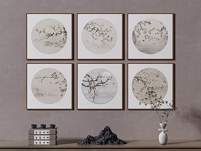 新中式侘寂挂画 油画 茶室挂画 书房挂画 客厅挂画 玄关挂画