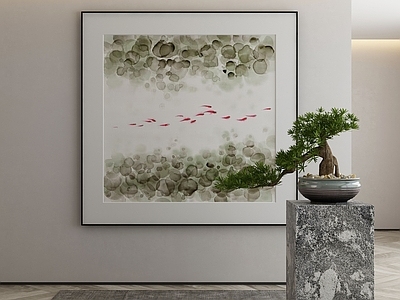 新中式侘寂挂画 油画 书房挂画 茶室挂画 客厅挂画 玄关挂画