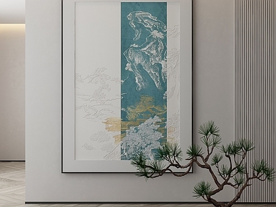 新中式侘寂挂画 油画 书房挂画 茶室挂画 客厅挂画 玄关挂画