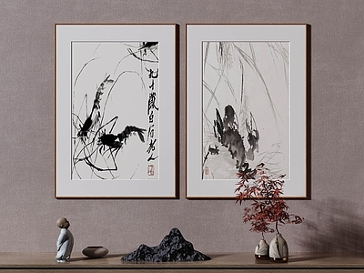 新中式侘寂挂画 油画 书房挂画 茶室挂画 客厅挂画 玄关挂画
