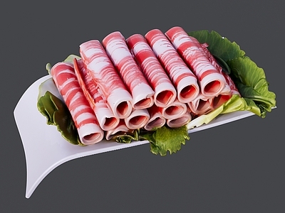 现代其他摆件 一盘羊肉卷