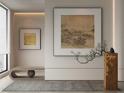 新中式侘寂挂画 油画 书房挂画 茶室挂画 客厅挂画 玄关挂画