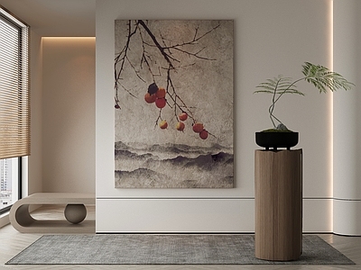 新中式侘寂挂画 油画 书房挂画 茶室挂画 客厅挂画 玄关挂画