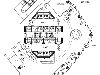 办公大堂 大堂 休闲 前台 写字楼 施工图