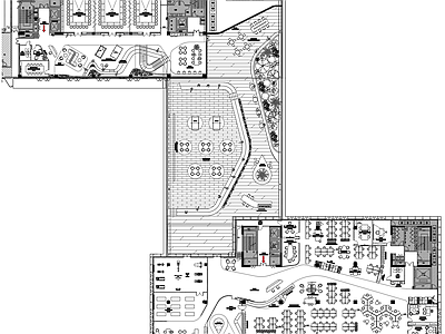 现代开放办公室 会议中心 屋顶露台 办公 休闲区 总经理办公室 施工图
