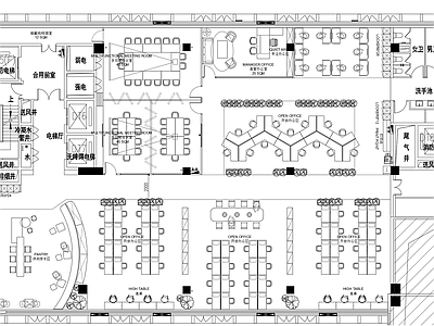 现代开放办公室 总经理办公室 开放办公室 茶水区 会议室 共享办公室 施工图
