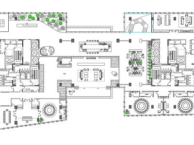 现代会所 会所平面图 私人会所 包厢 会所 客房 施工图