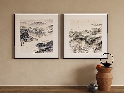 新中式侘寂挂画 油画 书房挂画 茶室挂画 客厅挂画 玄关挂画