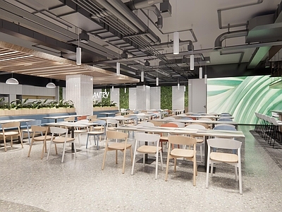 现代自助餐厅 自助餐厅明档 食堂 就餐 员工食堂 餐厅