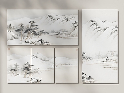 新中式挂画 新中式挂画 新中式禅意硬包 背景墙硬包 壁画 山水画